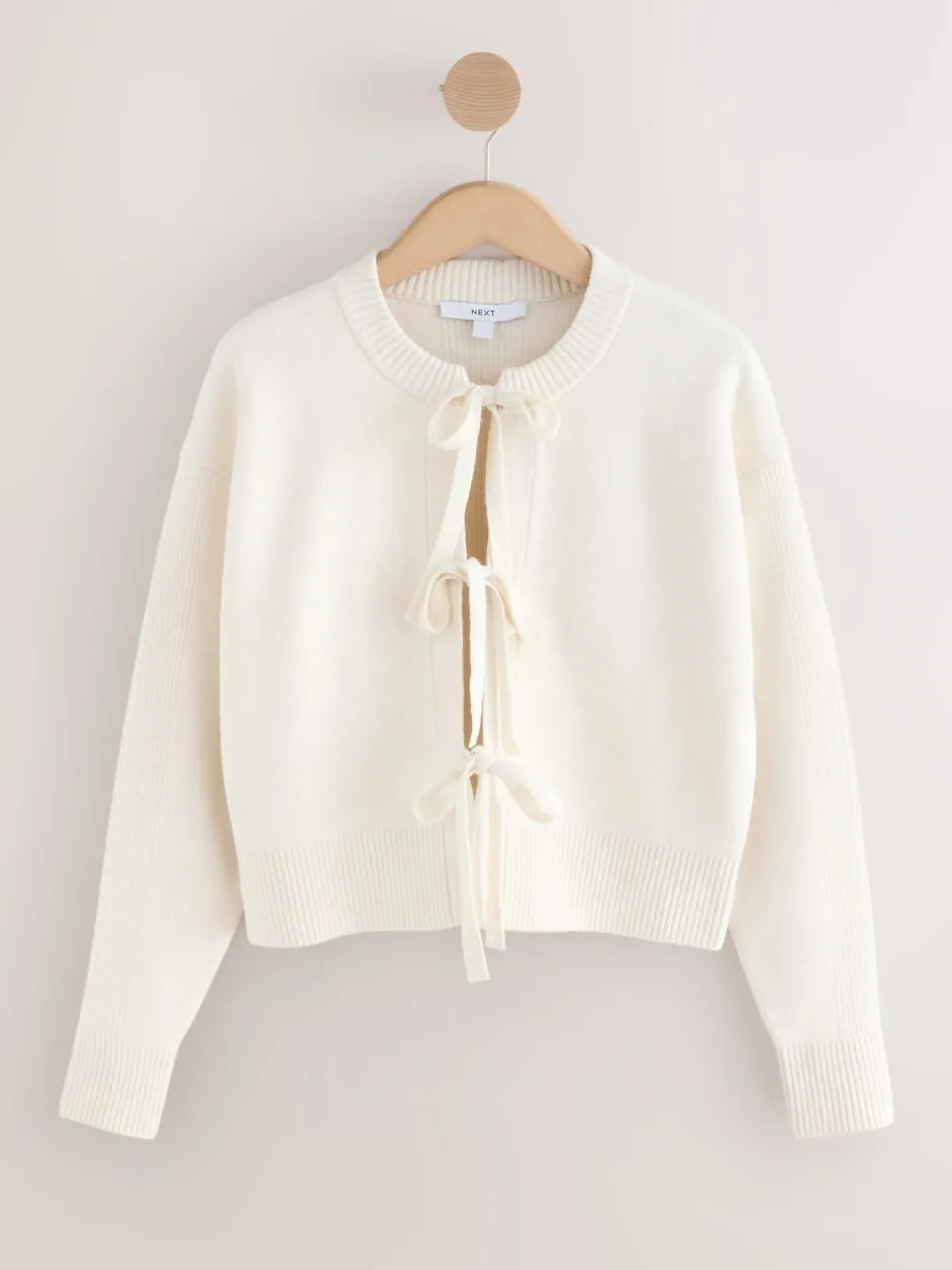 Gebreide Kleding*Next - Supersoft Tie Front Knitted Cardigan Ecru