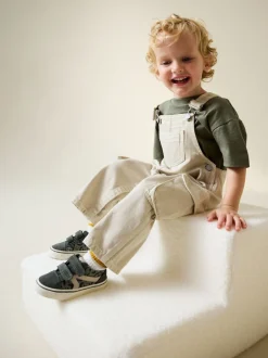 Rompertjes En Tuinbroeken*Next Ecru - Twill Woven Cotton Cargo Dungarees (3mths-7yrs)