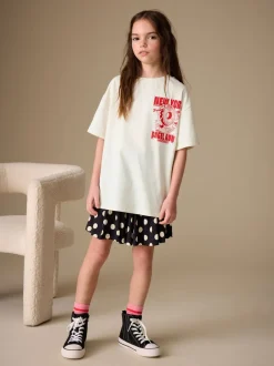 Tops|T-Shirts*Next Ecru Bagel - Oversized T-shirt met grafische print (3-16jr)