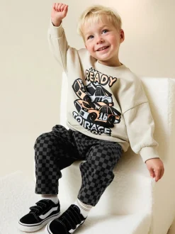 Joggingbroeken|Sweaters En Hoody´S|Next - Crew Neck Sweatshirt and Jogger Set (3mths-7yrs) (3mths-7yrs) Ecru Car