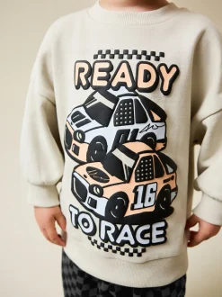 Joggingbroeken|Sweaters En Hoody´S|Next - Crew Neck Sweatshirt and Jogger Set (3mths-7yrs) (3mths-7yrs) Ecru Car