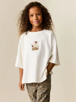 T-Shirts|Next - T-shirt met kralen (3-16jaar) Ecru Cupcake