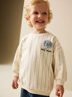 Sweaters En Hoody´S|Next Ecru Elephant Striped - Sweatshirt met ronde hals en all-over print (3 mnd - 7 jr)