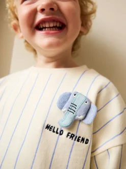 Sweaters En Hoody´S|Next Ecru Elephant Striped - Sweatshirt met ronde hals en all-over print (3 mnd - 7 jr)