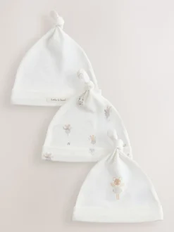 Mutsjes En Antikrabwantjes|Mutsen, Handschoenen En Sjaals|Next Ecru Fairy Mouse - 3 Pack Baby Mutsen met Strik Top (0mnd-2jr)