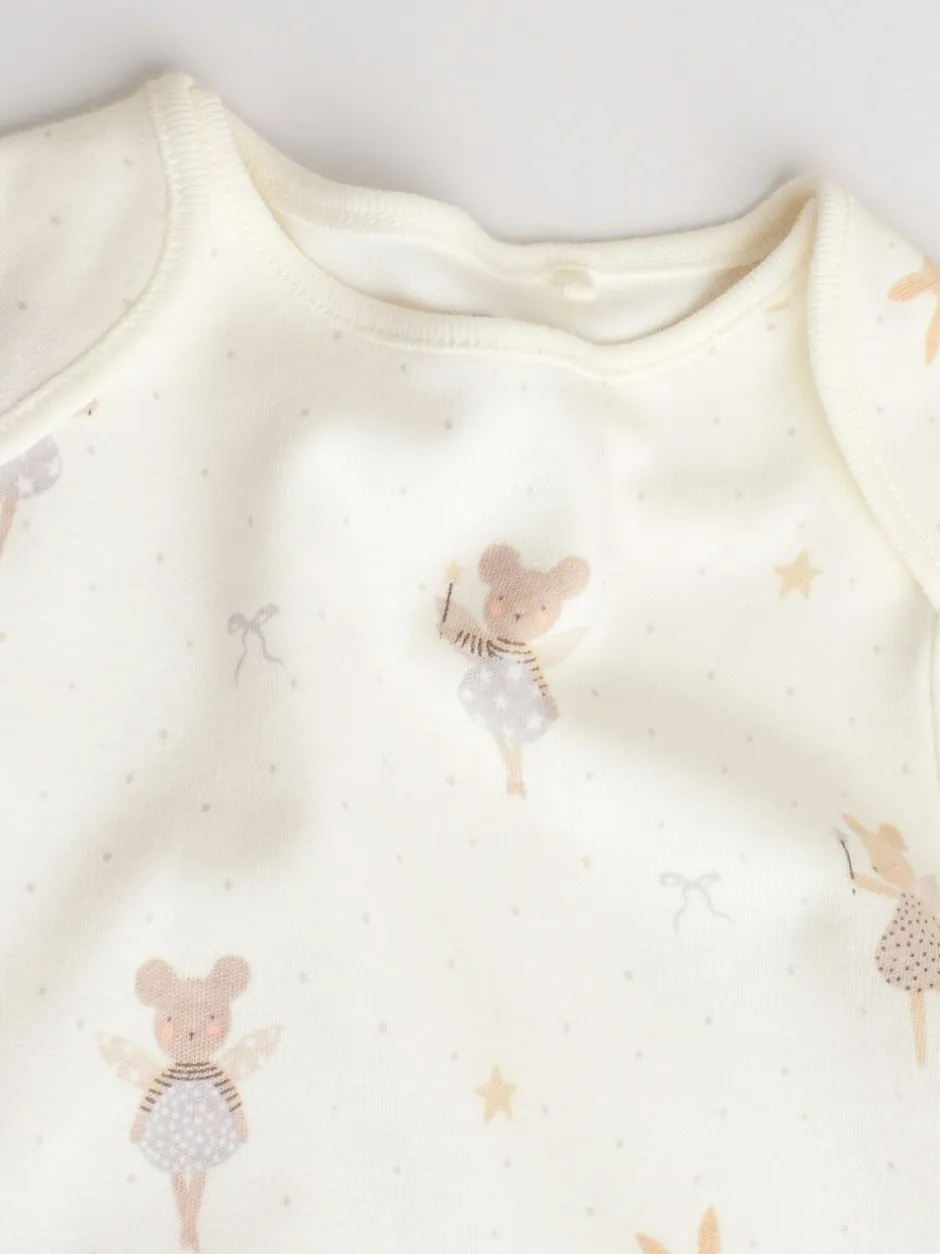 Rompertjes En Hemdjes|Next Ecru Fairy Mouse - Set van 5 babyrompertjes met lange mouwen