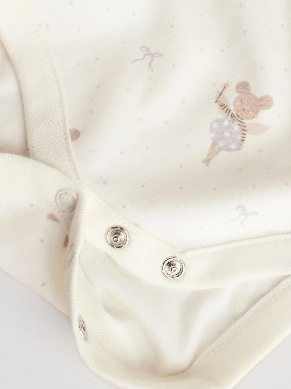 Rompertjes En Hemdjes|Next Ecru Fairy Mouse - Set van 5 babyrompertjes met lange mouwen