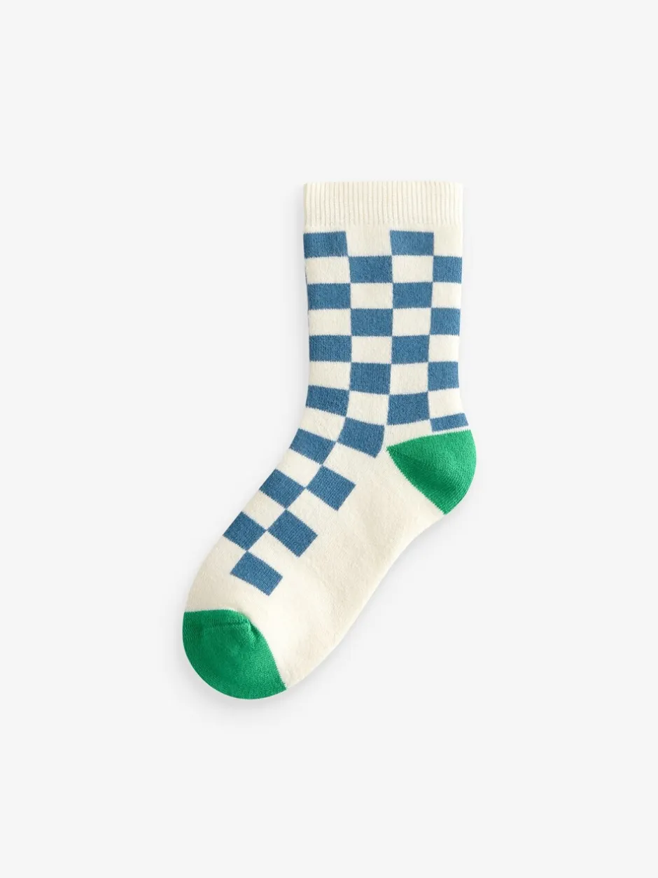 Sokken En Panty's|Sokken|Next Ecru felgekleurd ruitpatroon - Set van 5 Cosy Terry sokken met hoog katoengehalte