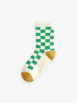 Sokken En Panty's|Sokken|Next Ecru felgekleurd ruitpatroon - Set van 5 Cosy Terry sokken met hoog katoengehalte