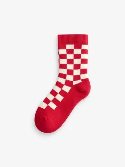 Sokken En Panty's|Sokken|Next Ecru felgekleurd ruitpatroon - Set van 5 Cosy Terry sokken met hoog katoengehalte