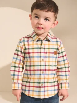 Shirts|Next - Shirt met Character lange mouwen (3mnd-7jr) Ecru felle gingham-ruit