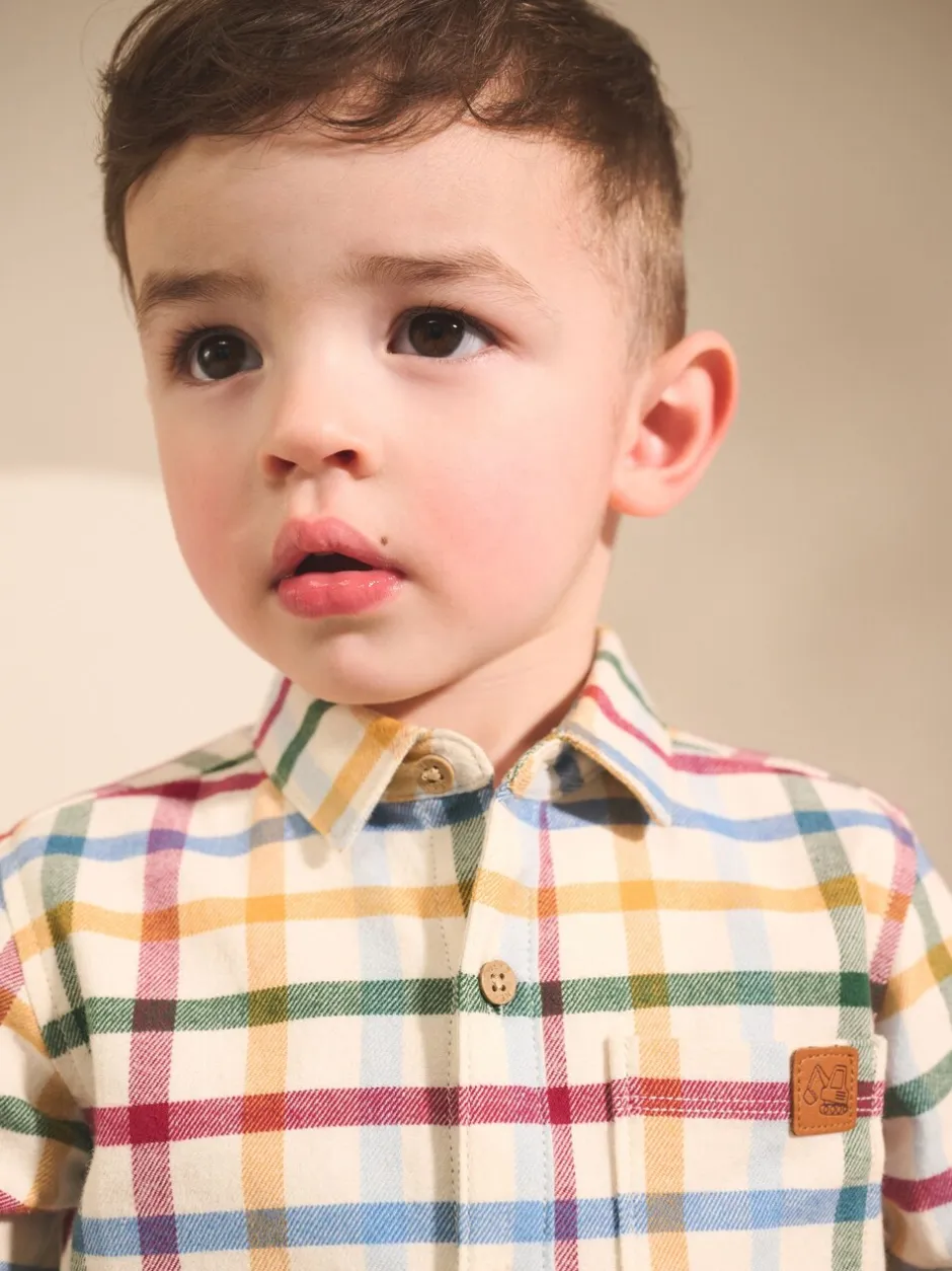 Shirts|Next - Shirt met Character lange mouwen (3mnd-7jr) Ecru felle gingham-ruit