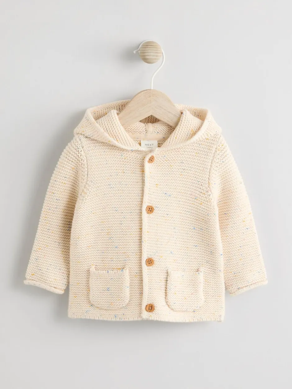 Truien En Breisels|Gebreide Kleding|Next - Gebreid babyvest met capuchon Ecru gemêleerd