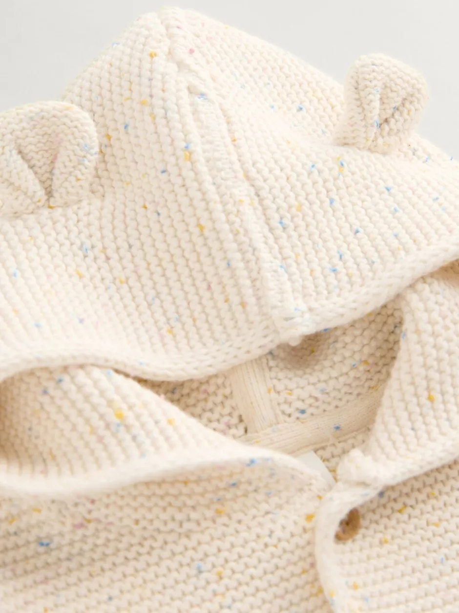 Truien En Breisels|Gebreide Kleding|Next - Gebreid babyvest met capuchon Ecru gemêleerd