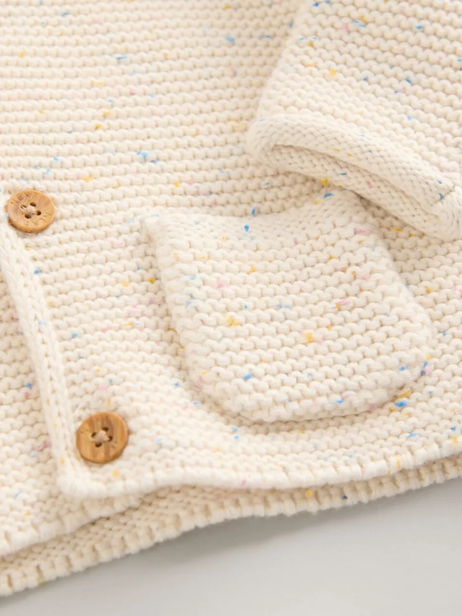 Truien En Breisels|Gebreide Kleding|Next - Gebreid babyvest met capuchon Ecru gemêleerd