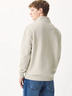 Sweaters En Hoody´S|Sweaters En Hoody´S|Next Ecru gemêleerd - Kwartrits - Sweatshirt van jersey met hoog katoengehalte