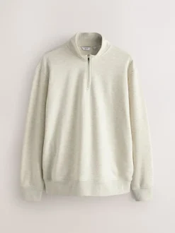 Sweaters En Hoody´S|Sweaters En Hoody´S|Next Ecru gemêleerd - Kwartrits - Sweatshirt van jersey met hoog katoengehalte