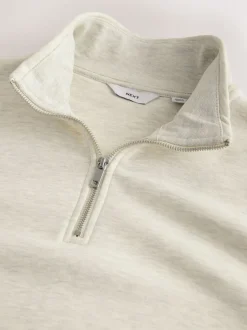 Sweaters En Hoody´S|Sweaters En Hoody´S|Next Ecru gemêleerd - Kwartrits - Sweatshirt van jersey met hoog katoengehalte