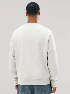 Sweaters En Hoody´S|Sweaters En Hoody´S|Next Ecru gemêleerd - Normale Pasvorm - Heavyweight Cotton Rich Crew Neck Sweatshirt