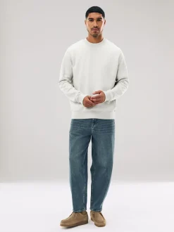 Sweaters En Hoody´S|Sweaters En Hoody´S|Next Ecru gemêleerd - Normale Pasvorm - Heavyweight Cotton Rich Crew Neck Sweatshirt