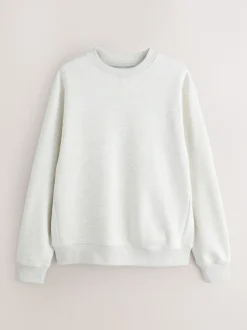 Sweaters En Hoody´S|Sweaters En Hoody´S|Next Ecru gemêleerd - Normale Pasvorm - Heavyweight Cotton Rich Crew Neck Sweatshirt