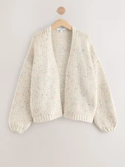 Gebreide Kleding*Next Ecru gemêleerd - Zacht aanvoelend Grof gebreid vest