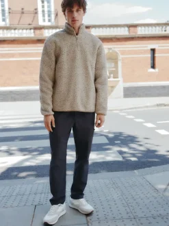 Loungewear|Jassen En Jacks*Next - Borg fleece met opstaande kraag en korte rits Ecru gemêleerd nep