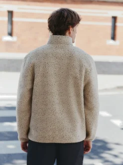 Loungewear|Jassen En Jacks*Next - Borg fleece met opstaande kraag en korte rits Ecru gemêleerd nep