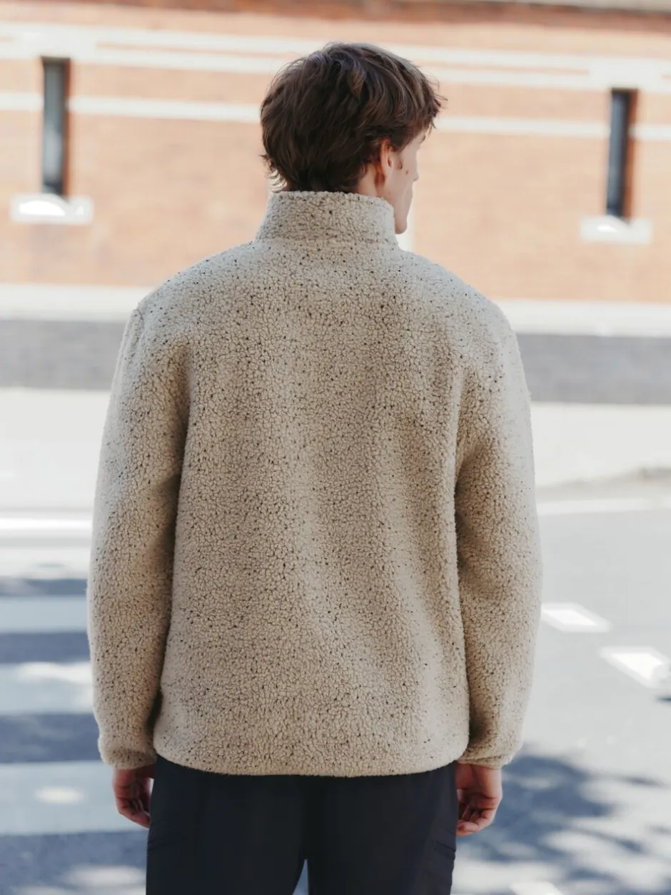 Loungewear|Jassen En Jacks*Next - Borg fleece met opstaande kraag en korte rits Ecru gemêleerd nep