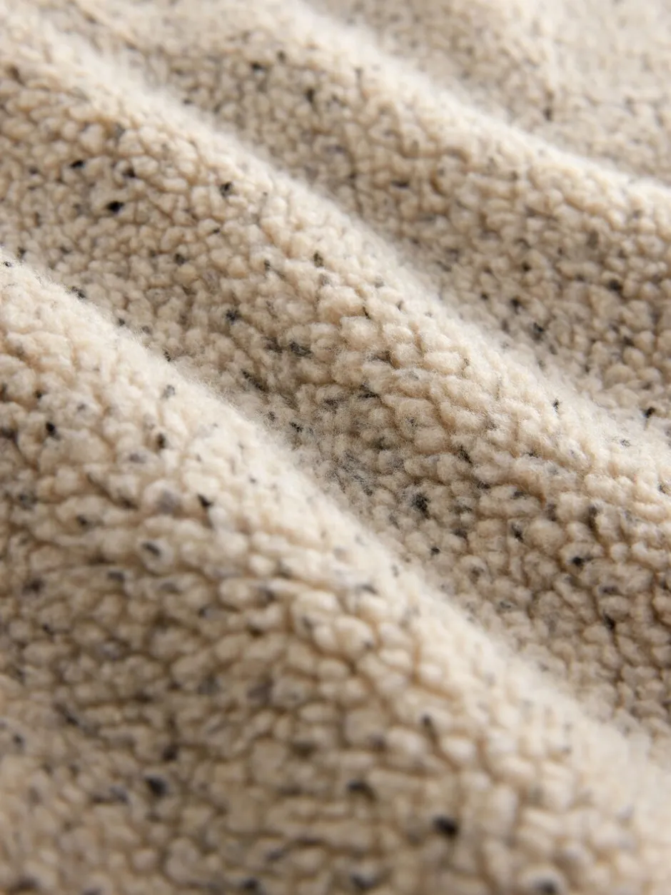 Loungewear|Jassen En Jacks*Next - Borg fleece met opstaande kraag en korte rits Ecru gemêleerd nep