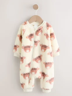 Babypakjes En Babypyjama's|Next - Zware fleece babypyjama Ecru Hamish