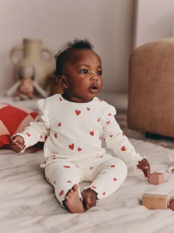 Tops|Sets En Combisets|Next - 2 -delige babyset van top en legging (0mnd -2jr) Ecru harten
