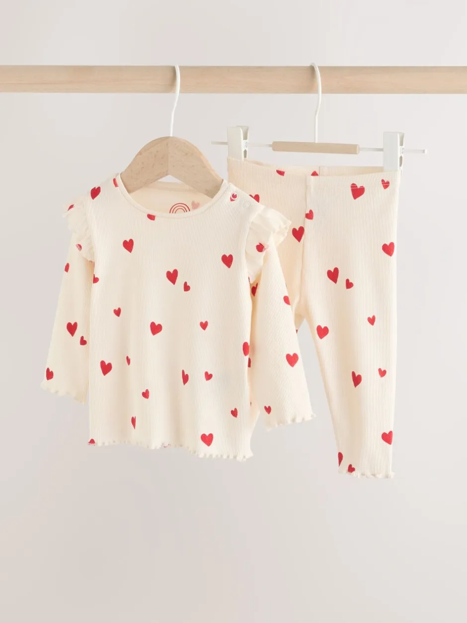 Tops|Sets En Combisets|Next - 2 -delige babyset van top en legging (0mnd -2jr) Ecru harten
