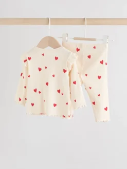 Tops|Sets En Combisets|Next - 2 -delige babyset van top en legging (0mnd -2jr) Ecru harten