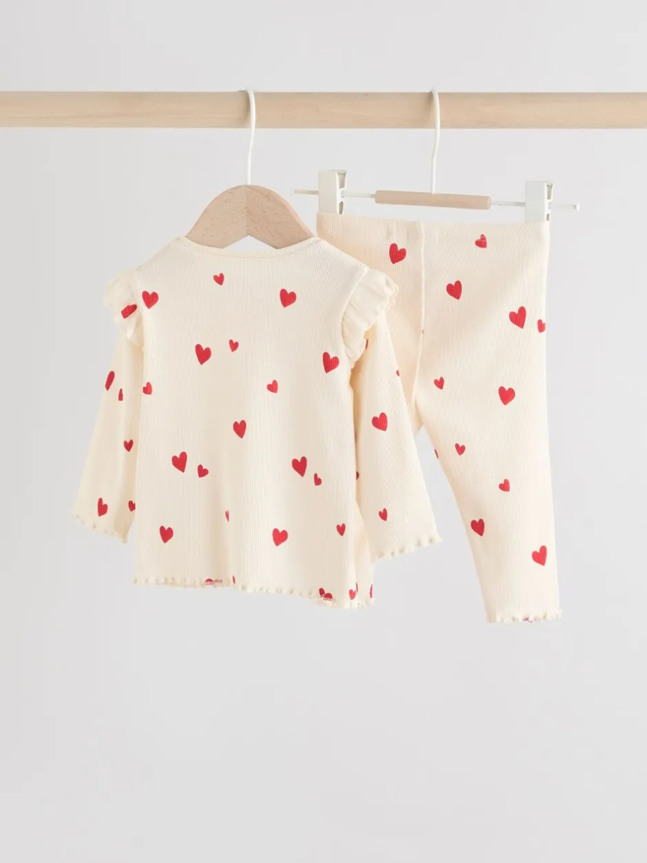 Tops|Sets En Combisets|Next - 2 -delige babyset van top en legging (0mnd -2jr) Ecru harten