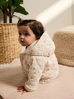 Jassen, Jacks En Kinderwagenpakjes|Jassen En Jacks|Next Ecru met bloemenmotief - Baby jas van jersey met kreukeltextuur (0mnd-2jr)