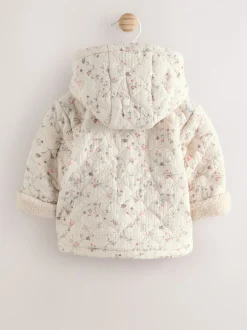 Jassen, Jacks En Kinderwagenpakjes|Jassen En Jacks|Next Ecru met bloemenmotief - Baby jas van jersey met kreukeltextuur (0mnd-2jr)