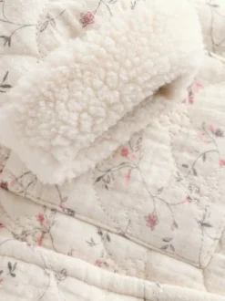 Jassen, Jacks En Kinderwagenpakjes|Jassen En Jacks|Next Ecru met bloemenmotief - Baby jas van jersey met kreukeltextuur (0mnd-2jr)