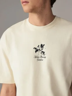 T-Shirts En Hemden*Next Ecru met bloemenmotief - Relaxed fit - Zwaar T-shirt met grafische print