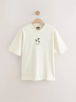 T-Shirts En Hemden*Next Ecru met bloemenmotief - Relaxed fit - Zwaar T-shirt met grafische print