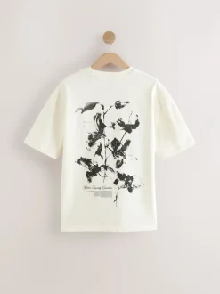 T-Shirts En Hemden*Next Ecru met bloemenmotief - Relaxed fit - Zwaar T-shirt met grafische print
