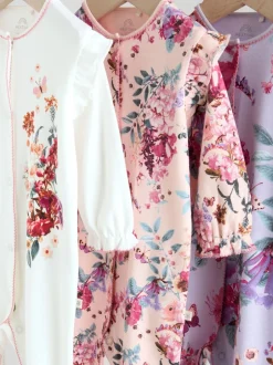 Babypakjes En Babypyjama's|Next Ecru met bloemenmotief - Verpakking van 3 babypyjama's (0 mnd-2 jr)
