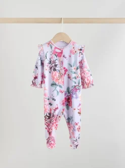 Babypakjes En Babypyjama's|Next Ecru met bloemenmotief - Verpakking van 3 babypyjama's (0 mnd-2 jr)