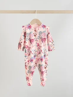 Babypakjes En Babypyjama's|Next Ecru met bloemenmotief - Verpakking van 3 babypyjama's (0 mnd-2 jr)