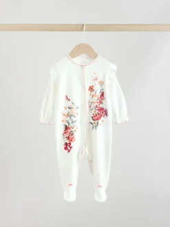 Babypakjes En Babypyjama's|Next Ecru met bloemenmotief - Verpakking van 3 babypyjama's (0 mnd-2 jr)