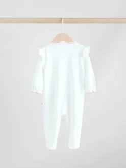 Babypakjes En Babypyjama's|Next Ecru met bloemenmotief - Verpakking van 3 babypyjama's (0 mnd-2 jr)