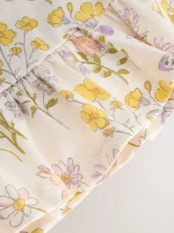 Tops|T-Shirts*Next Ecru met bloemenprint - T-shirt met peplum en korte mouwen (3mnd -7jr)