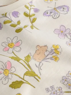 Tops|T-Shirts*Next Ecru met bloemenprint - T-shirt met peplum en korte mouwen (3mnd -7jr)