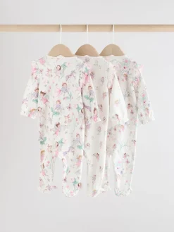Babypakjes En Babypyjama's*Next Ecru met elfje - Verpakking van 3 babypyjama's met tweewegrits (0-2jr)