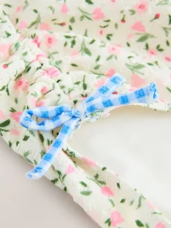 Badkleding|Next - Strappy Ruched Swimsuit (3-16yrs) Ecru met fijne bloemenprint